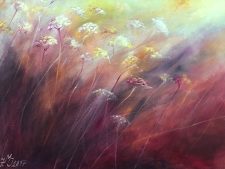 „Zalité sluncem“, olej na plátně, 90×90, 17.000 Kč